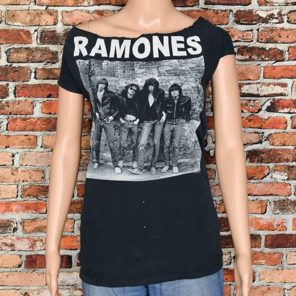 Women's Ramones Modified Cut Up Short Sleeve T-Shirt - Picture 1 of 4